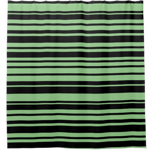Rideaux De Douche Moderne Sage noir Vert rayé Abstrait (Devant)