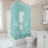 Rideaux De Douche Moderne Simple Beach House Ocean Seahorse Starfish (En situation)