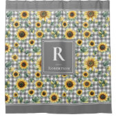 Rideaux De Douche Moderne Sunflower Monogram Gingham Maison de Campa (Devant)
