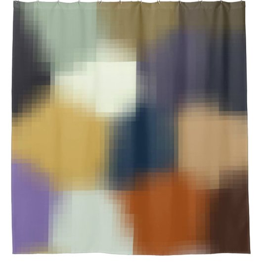 Rideaux De Douche Moderne tendance Bleu Bleu Jaune Beige Violet (Devant)