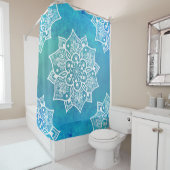 Rideaux De Douche Moderne turquoise bleu ombre pascolor mandala (En situation)