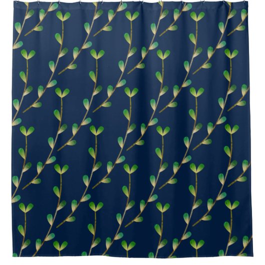Rideaux De Douche Moderne verdure bleu marine (Devant)
