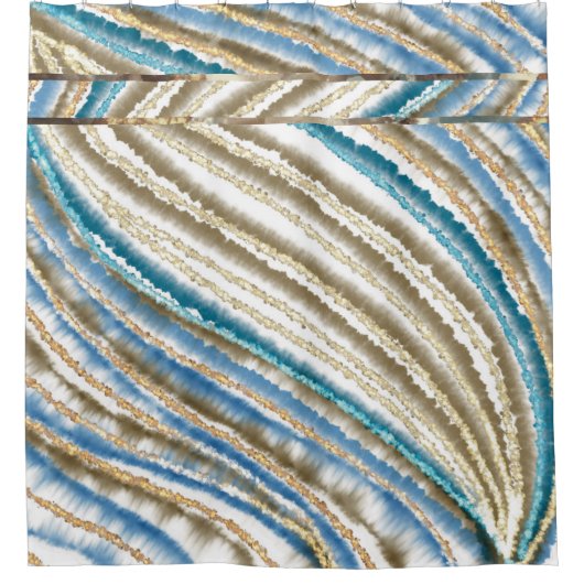 Rideaux De Douche Moderne Wavy Beach Stripes (Devant)
