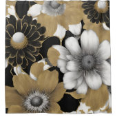 Rideaux de douche modernes or fleurs gras (Devant)