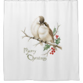 Rideaux De Douche Moineaux sur une branche de Noël (Devant)