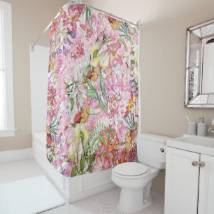 Rideaux De Douche Mon jardin de fleurs exotiques tropical coloré