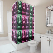 Rideaux De Douche Mona Lisa Poster de animal rose rose violet (En situation)
