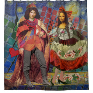 Rideaux De Douche Mona Lisa Romantique Drôle Coloré Travail d'art