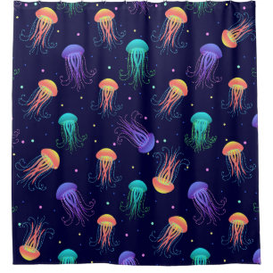 Rideaux De Douche Monde de méduses sous-marines : motif lumineux.