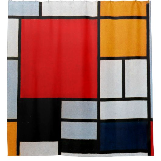 Rideaux De Douche Mondrian - Composition avec grand plan rouge (Devant)