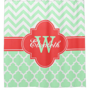 Rideaux De Douche Monnaie Corail Blanc Rouge Marocain #5 Chevron 1IQ