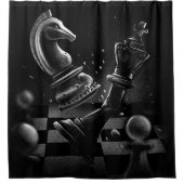 Rideaux De Douche Monochrom d'échecs dramatique (Devant)