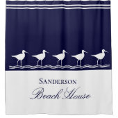 Rideaux De Douche Monogram Beach maison marine bleu Sandpipers (Devant)