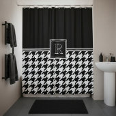 Rideaux De Douche Monogram Houndstooth Pattern Black & White