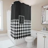 Rideaux De Douche Monogram Houndstooth Pattern Black & White (En situation)