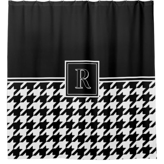 Rideaux De Douche Monogram Houndstooth Pattern Black & White (Devant)