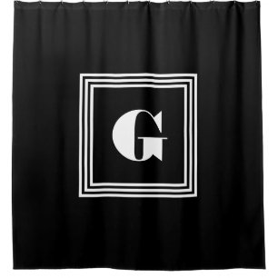 Rideaux De Douche Monogramme 3 trames en gras Noir et blanc