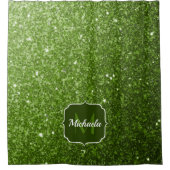 Rideaux De Douche Monogramme à paillettes fausses vert clair scintil (Devant)