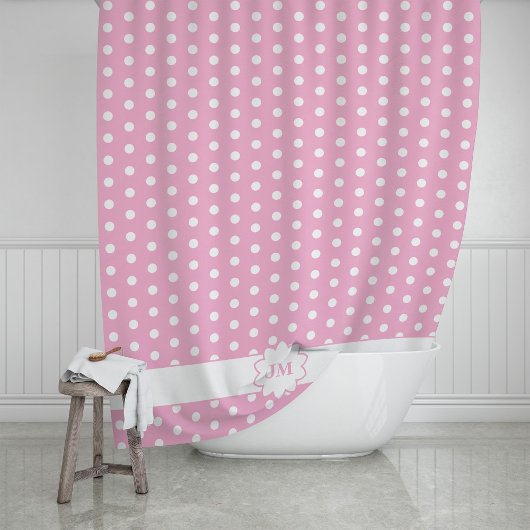 Rideaux De Douche Monogramme à pois