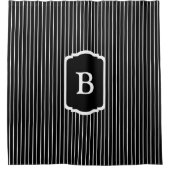 Rideaux De Douche Monogramme à rayures verticales noires et blanches (Devant)