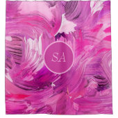 Rideaux De Douche Monogramme Abstrait Art violet rose (Devant)