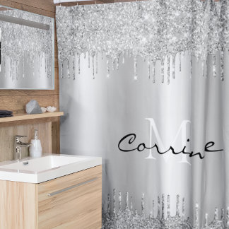 Rideaux De Douche Monogramme Antique Parties scintillant à goutte d'