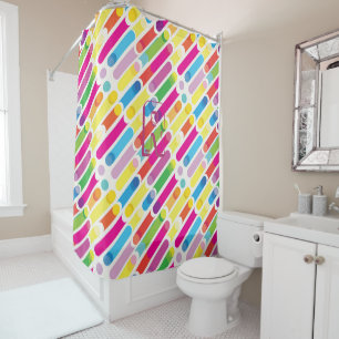 Rideaux De Douche Monogramme Arc-en-ciel lignes diagonales Motif Pop