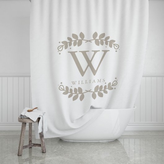 Rideaux De Douche Monogramme beige lin