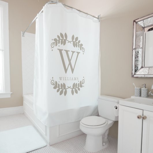 Rideaux De Douche Monogramme beige lin (En situation)
