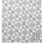 Rideaux De Douche Monogramme blanc gris géométrique triangle carré (Devant)