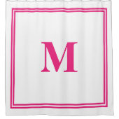 Rideaux De Douche Monogramme blanc rose chaud Striage initial Nom pe (Devant)