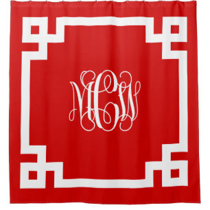 Rideaux De Douche Monogramme blanc rouge vigne do-it-yourself BG & c