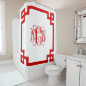 Rideaux De Douche Monogramme blanc vigne rouge do-it-yourself BG & c (En situation)