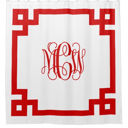 Rideaux De Douche Monogramme blanc vigne rouge do-it-yourself BG & c (Devant)