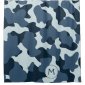 Rideaux De Douche Monogramme Bleu Grandes taches de vache (Devant)