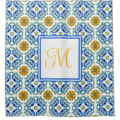 Rideaux De Douche Monogramme bleu méditerranéen (Devant)