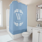 Rideaux De Douche Monogramme bleu périphérique (En situation)