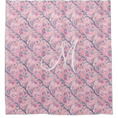 Rideaux De Douche Monogramme bleu rose toile Chinoiserie Floral (Devant)