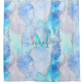 Rideaux De Douche Monogramme Blue Galaxy Parties scintillant Agate D (Devant)