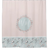 Rideaux De Douche Monogramme Botanique Pays Rose (Devant)