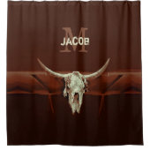 Rideaux De Douche Monogramme Brown du crâne taureau Pays Russe Ouest (Devant)