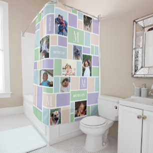 Rideaux De Douche Monogramme chic de photo des pastels 10