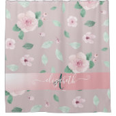 Rideaux De Douche Monogramme Chic Fleurs Aquarelles (Devant)