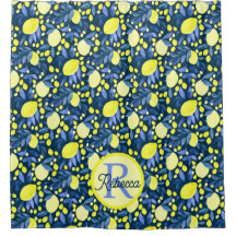 Monogramme Chic Nom Rustique Citron Citrons Feuill