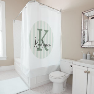 Rideaux De Douche Monogramme circulaire rayé personnalisé toutes cou