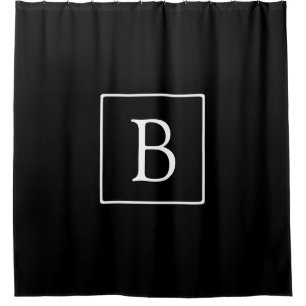 Rideaux De Douche Monogramme classique simple   Texte noir et blanc