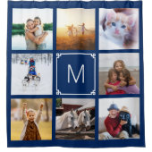 Rideaux De Douche Monogramme clé grecque marine et blanche 8 Photo C (Devant)