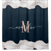 RIDEAUX DE DOUCHE MONOGRAMME D'AGATE DE FOGRA BLANC ET ROSE D'OR NOI (Devant)