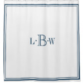 Rideaux De Douche Monogramme de bordure bleu classique (Devant)