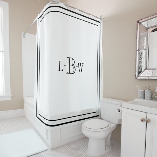 Rideaux De Douche Monogramme de bordure classique (En situation)